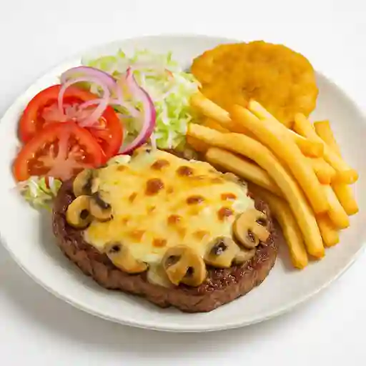 Solomito y Champiñones Al Gratin