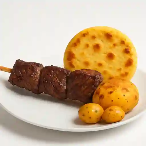 Carne en Vara con Arepa Boyacense