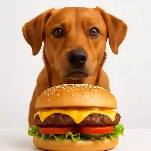 Perro y hamburguesa