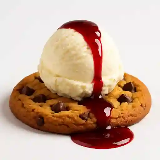 Chips de chocolate con helado y almíbar