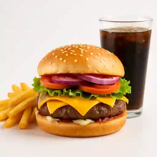 Combo hamburguesa clásica+papa+gaseosa