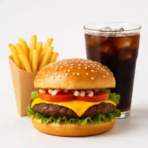 Combo hamburguesa clásica+papa+gaseosa