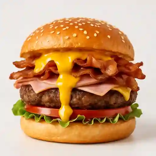 Hamburguesa gratinada con tocineta