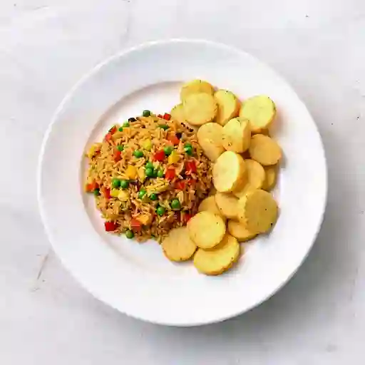 Arroz chino personal con papa salada