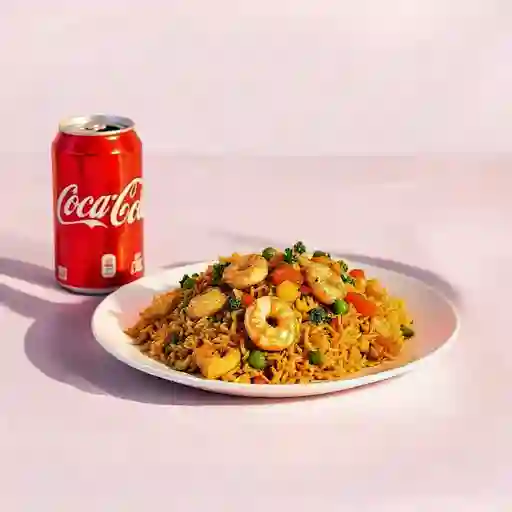 Arroz chino personal + gaseosa lata