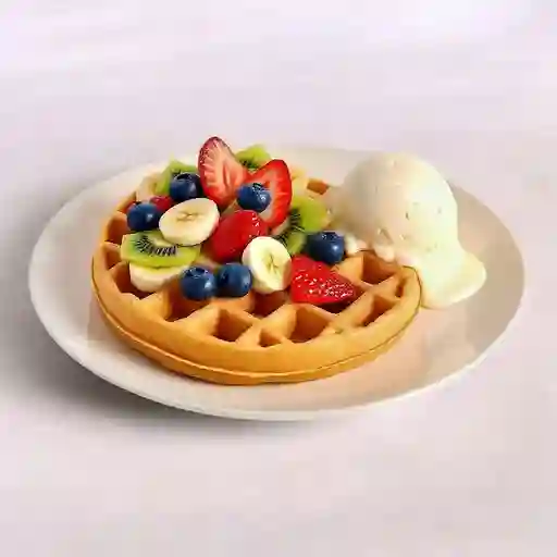 Waffle con Fruta Helado