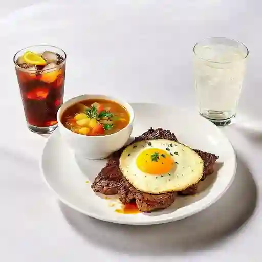 Combo Caldo, Bistec a Caballo y Bebida