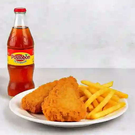 Cuarto De Pollo Apanado + Papa a La Francesa