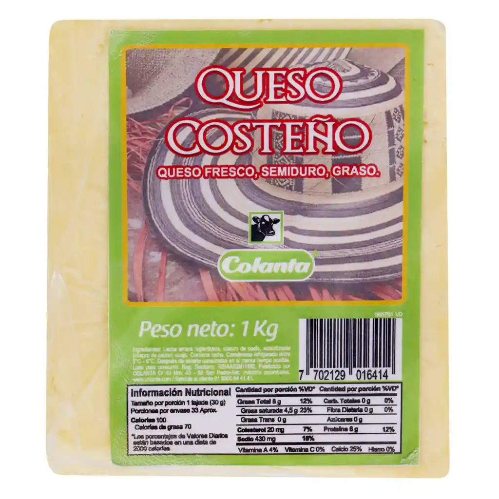 Colanta Queso Costeño en Bloque 