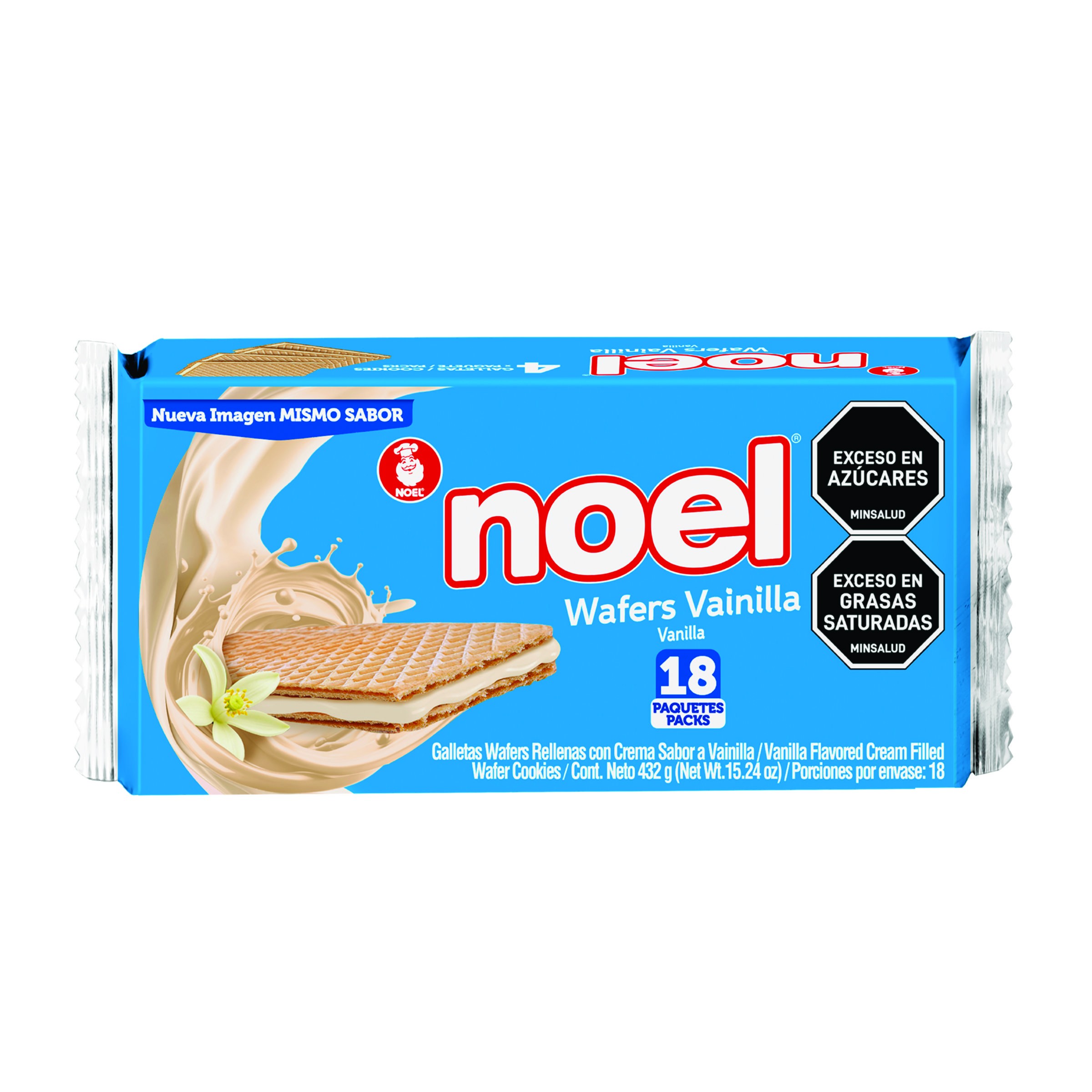 Noel Galleta Wafer Vainilla Bolsa 18 Und 432 g