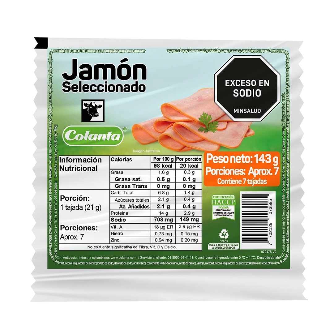 Jamón Seleccionado Colanta Tajado 143 g