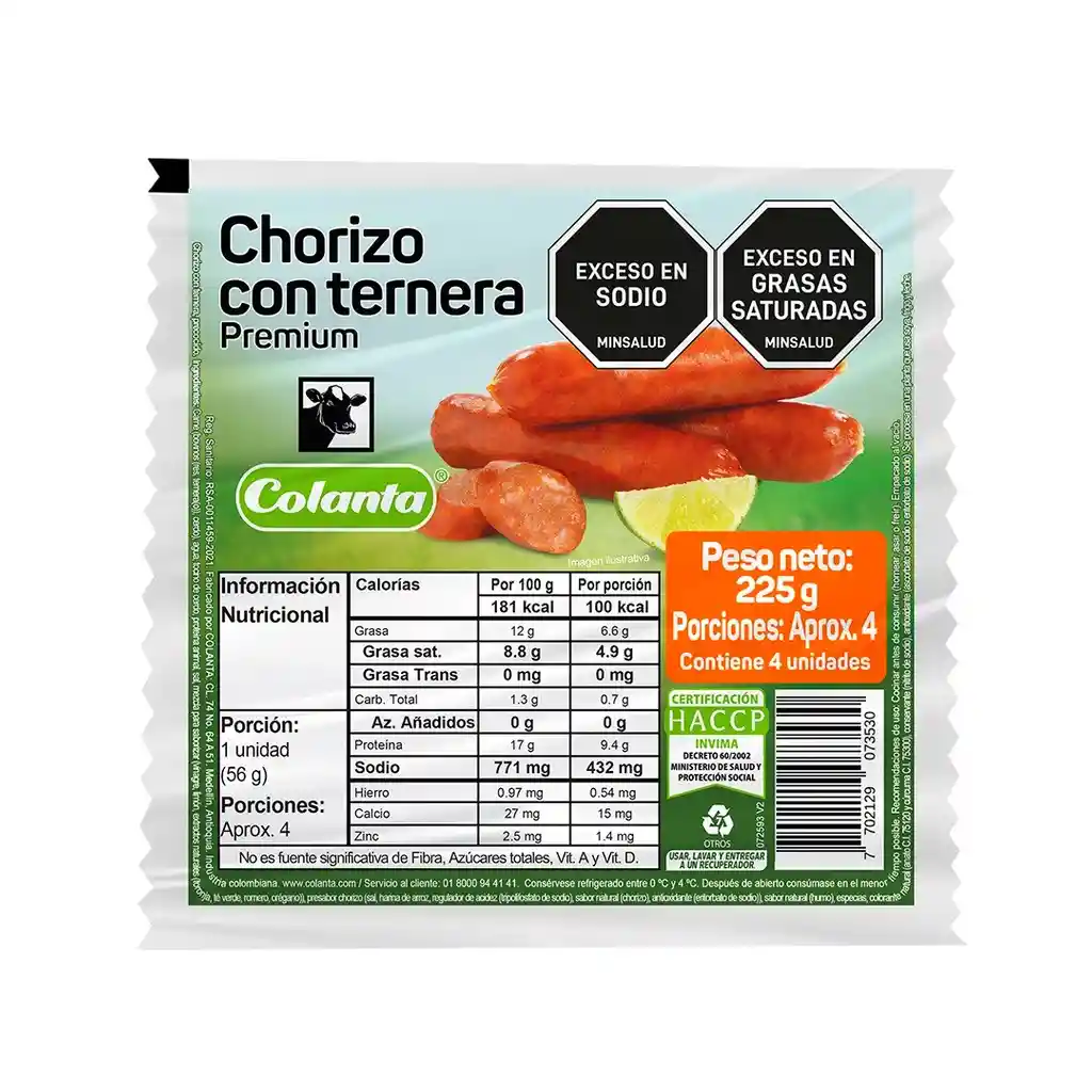 Colanta  Chorizo con Ternera Premium 