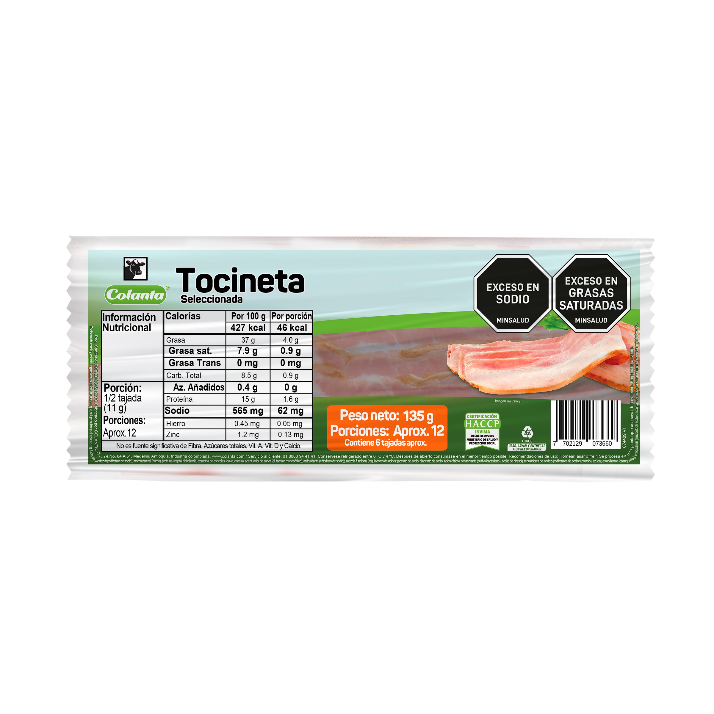 Colanta Tocineta Seleccionada 135 g