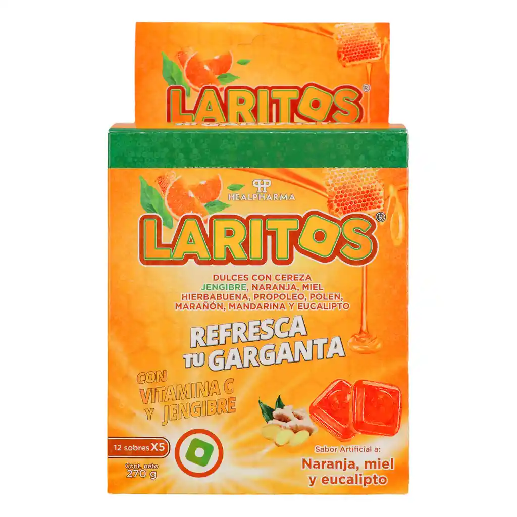 Laritos Dulce Para la Garganta Naranja Miel 270g