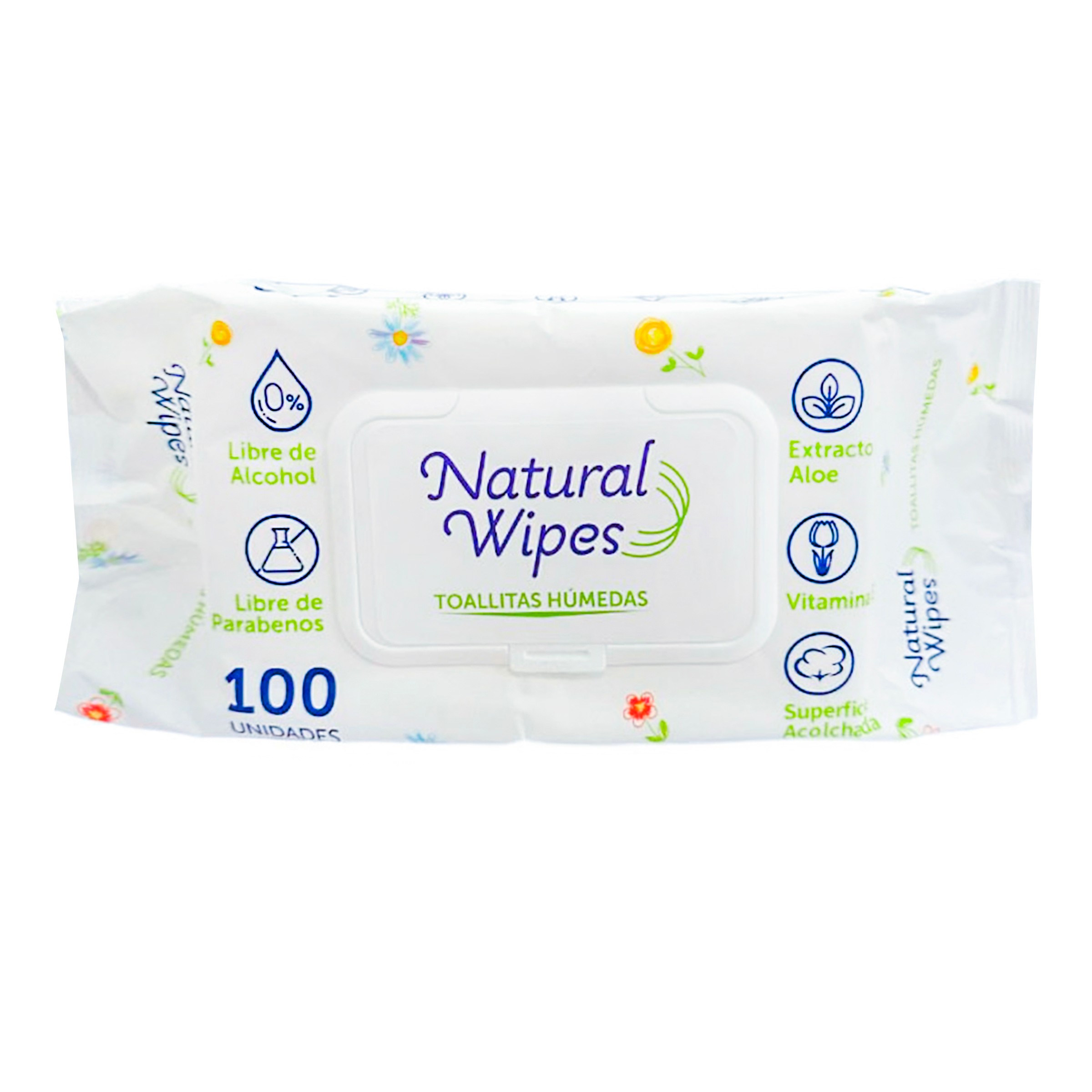 Natural Wipes Toallitas Húmedas Desinfectantes y Antibacteriales x100 Unidades