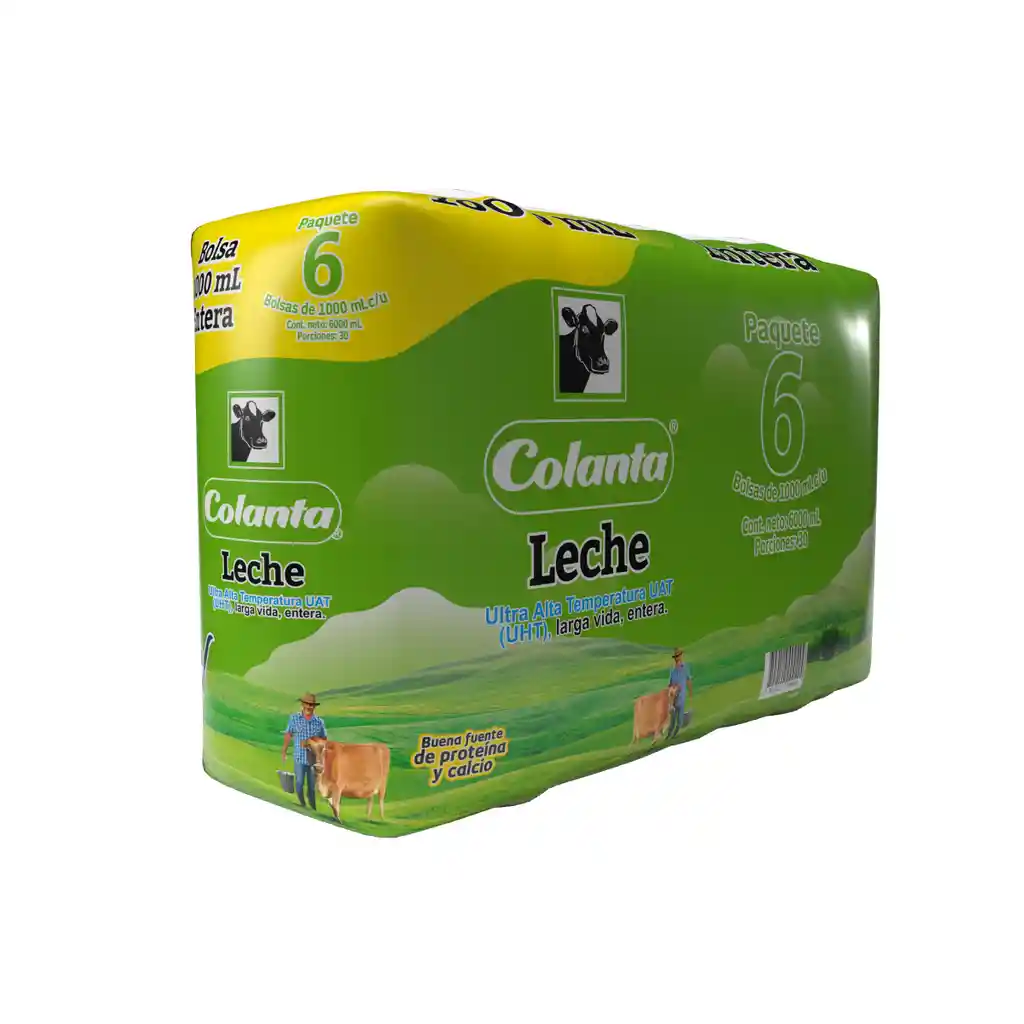 Colanta Leche Entera Larga Vida Pack 6 x 1 l