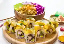 Sushi o bowl huancaina + gyosa + bebida