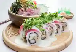 Sushi o bowl taisho + gyosa + bebida