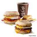 Egg Mcmuffin Salchicha + Egg Mcmuffin Bacon + 1 Americano + 1 Ha