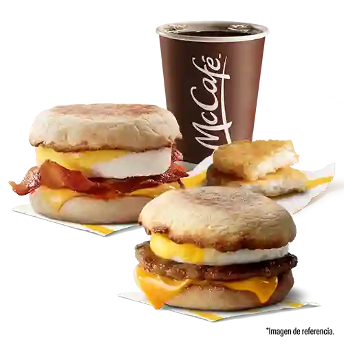 Egg Mcmuffin Salchicha + Egg Mcmuffin Bacon + 1 Americano + 1 Ha