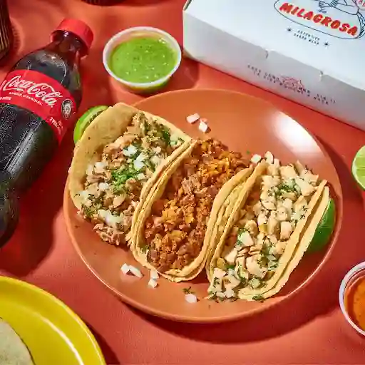 Tacos A Elección X3 + Coca Cola