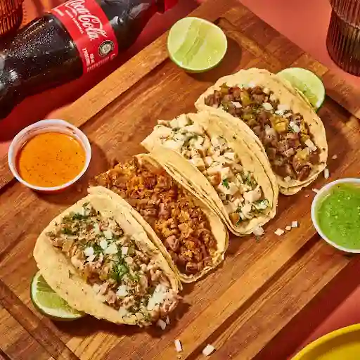 Tacos A Elección X4 + Coca Cola