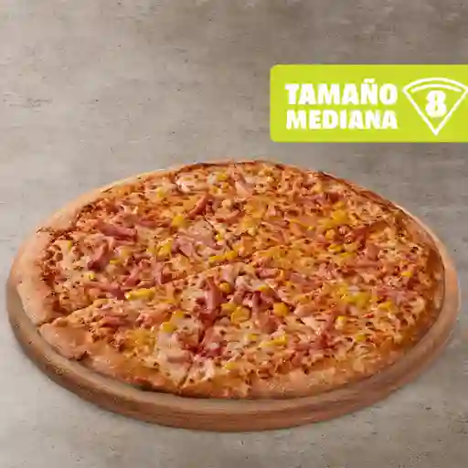 Pizza Plana Jamón Maíz Mediana