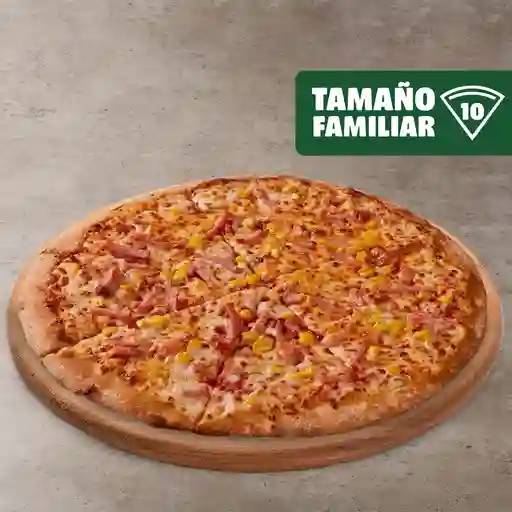 Pizza Plana Jamón Maíz Familiar