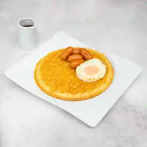 Waffle Syrup, Huevo Frito Y Salchichas.