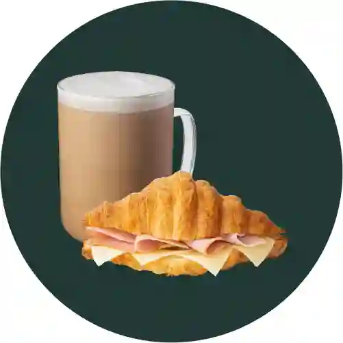 Latte + Croissant Mantequilla Jamón Y Qu