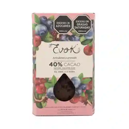 Choc Barra 40% Arándano, Granada 100g