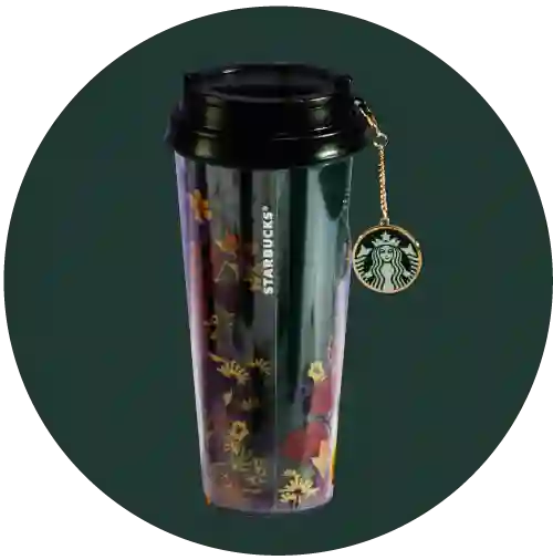 Tumbler Charm Floral Verde Azulado 16oz