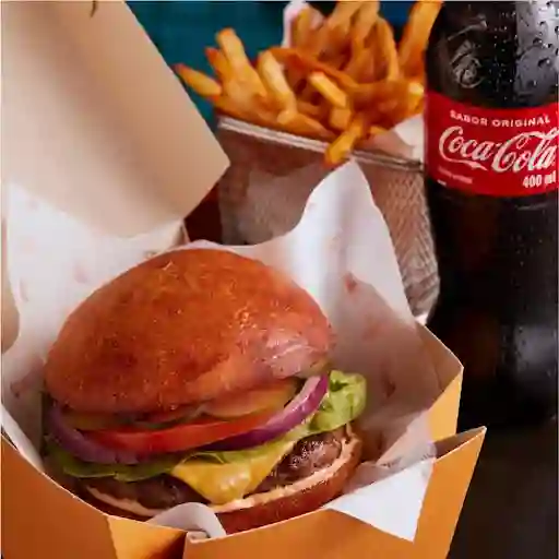 Combo Burger Con Queso +papas+bebida