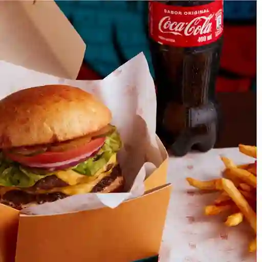 Combo Doble Burger De Queso+papas+bebida