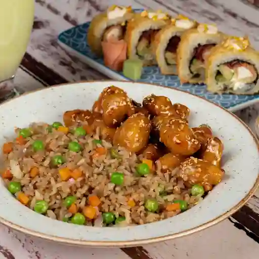 Combo Pollo Naranja + 1/2 Sushi