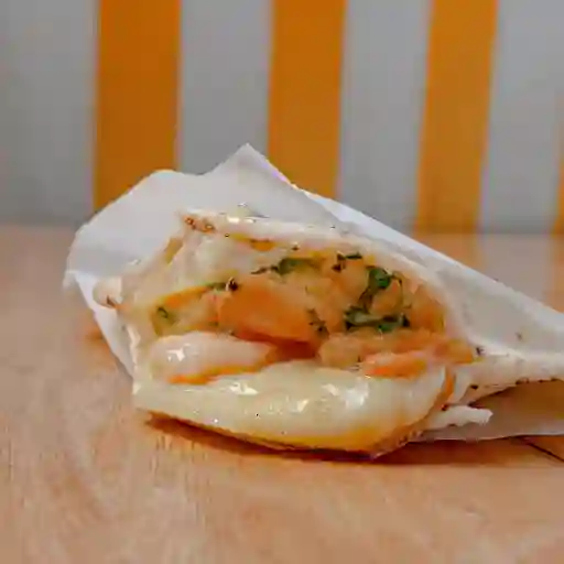 Arepa De Camarones Al Ajillo