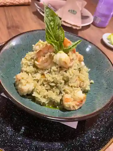 Arroz Cremoso De Camarones Al Pesto