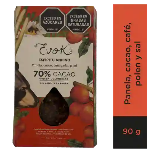 Evok Chocolate 70% Andino Barra X100g