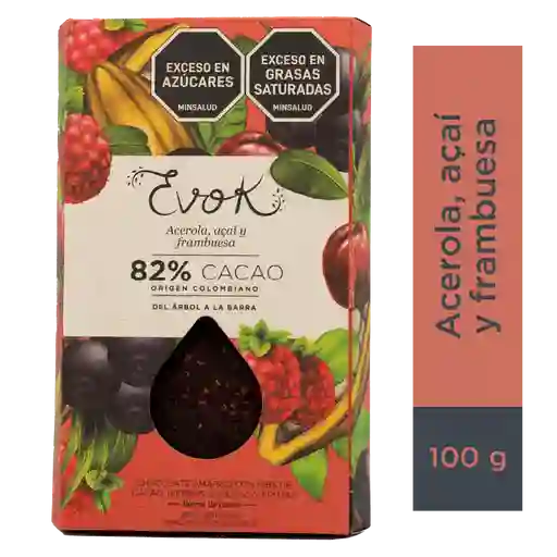 Evok Chocolate 82% Acerola Barra X100g