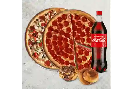 Pizza M 6 Porc + Cocacola 1,5 + 2 Rollos