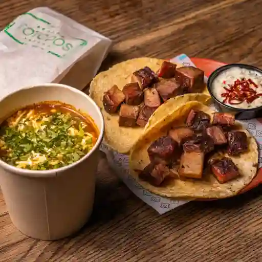 Sopa De Tortilla + 2 Tacos