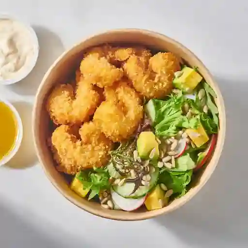 Bowl Camarones Apanados Con Ensalada.