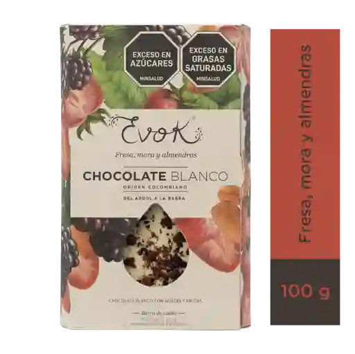 Evok Chocolate Blanco Fresa Barra X100g