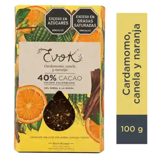 Evok Chocolate 40% Cardamomo Barra X100g