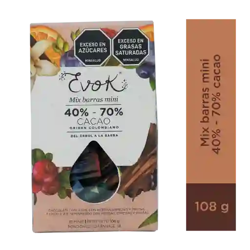 Evok Chocolate 4070% Mini X 108 G X 18u