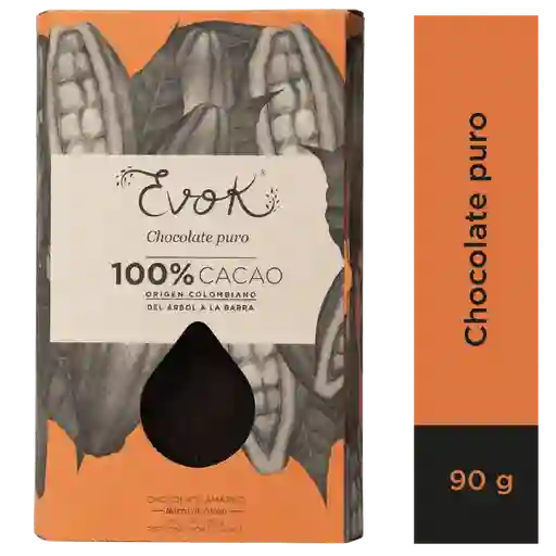 Evok Chocolate 100% Sin Agregados X90g