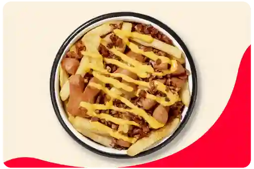 Salchipapa Altoque Queso Y Tocineta