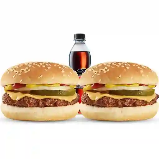 2 Cheese Burger + Gaseosa Pet