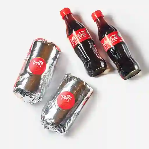 2 Burritos De Pollo Más 2 Coca Cola