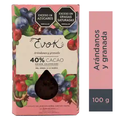 Evok Chocolate 40% Arándanos Barra X100g